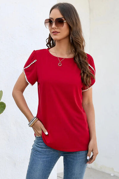 TEEK - Contrast Petal Sleeve T-Shirt TOPS TEEK Trend S  