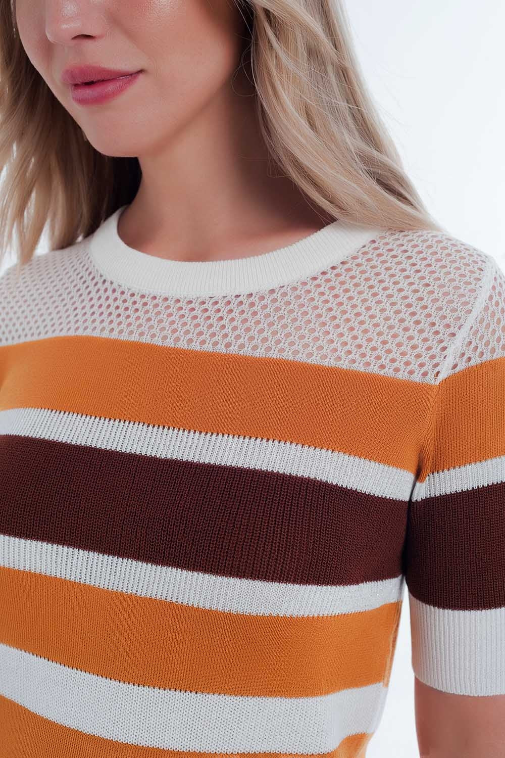 TEEK - Mustard Striped Open Knit Sweater TOPS TEEK M   