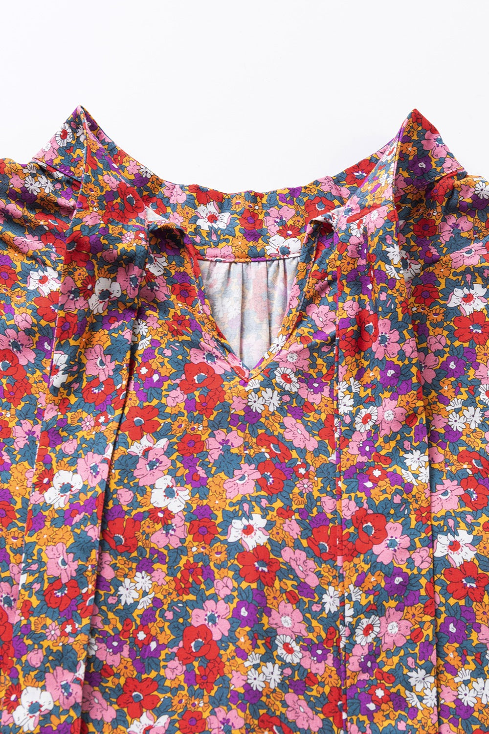 TEEK - Floral Mock Neck Short Sleeve Blouse TOPS TEEK Trend   