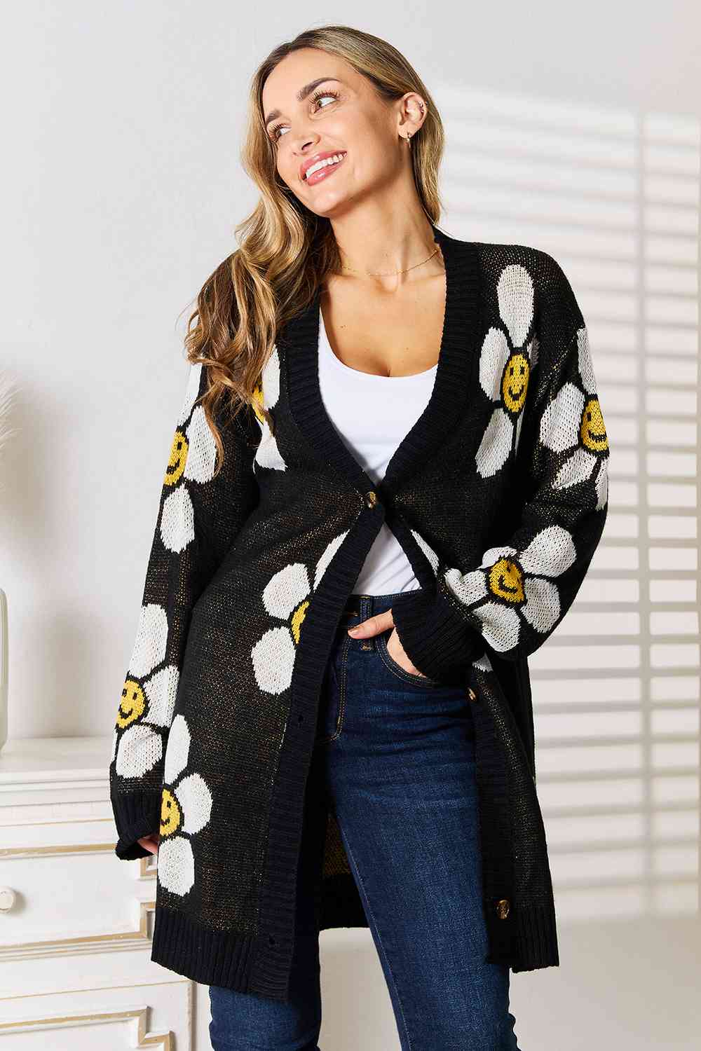 TEEK - Floral Button Down Cardigan SWEATER TEEK Trend   