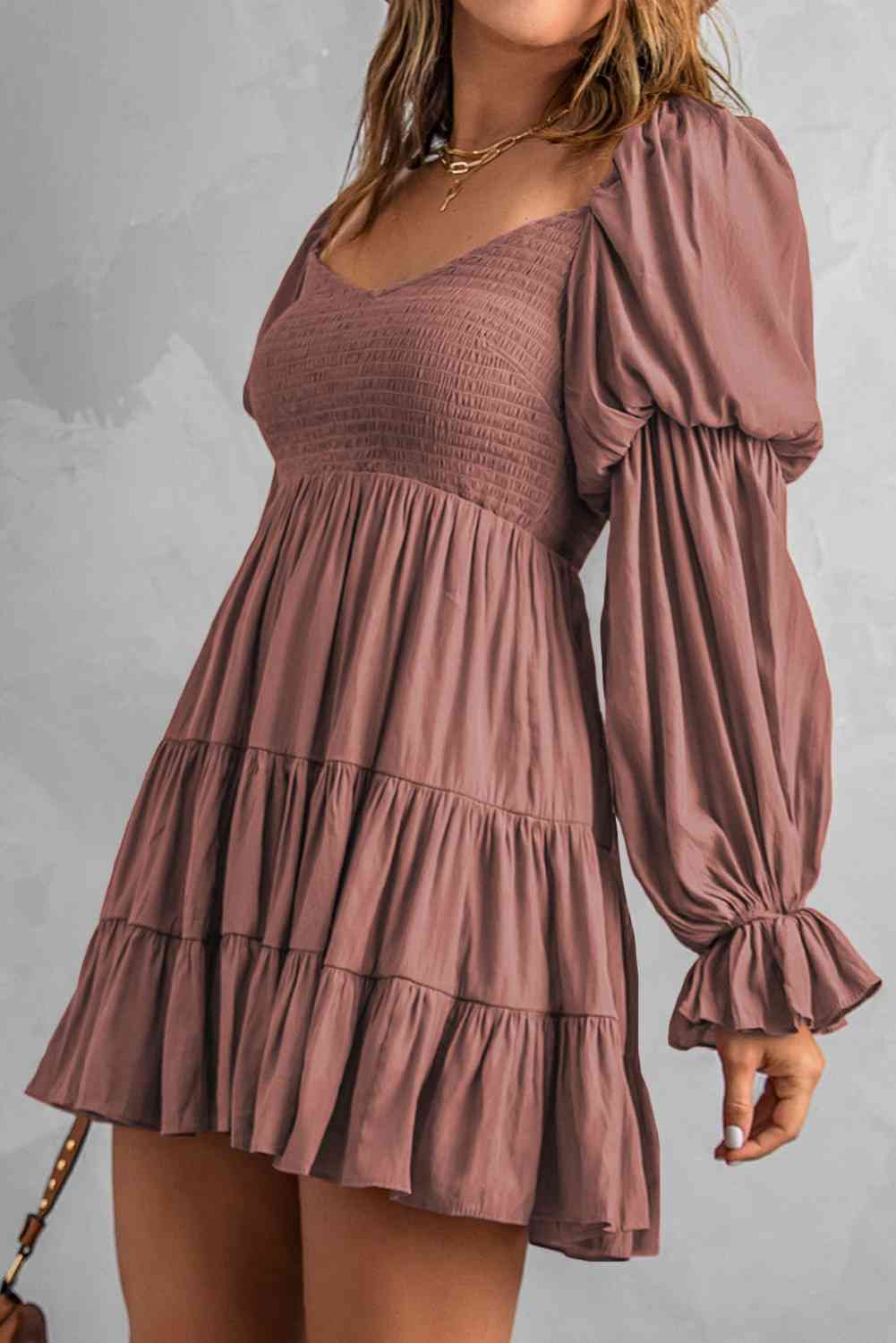 TEEK - Smocked Off-Shoulder Tiered Mini Dress DRESS TEEK Trend   
