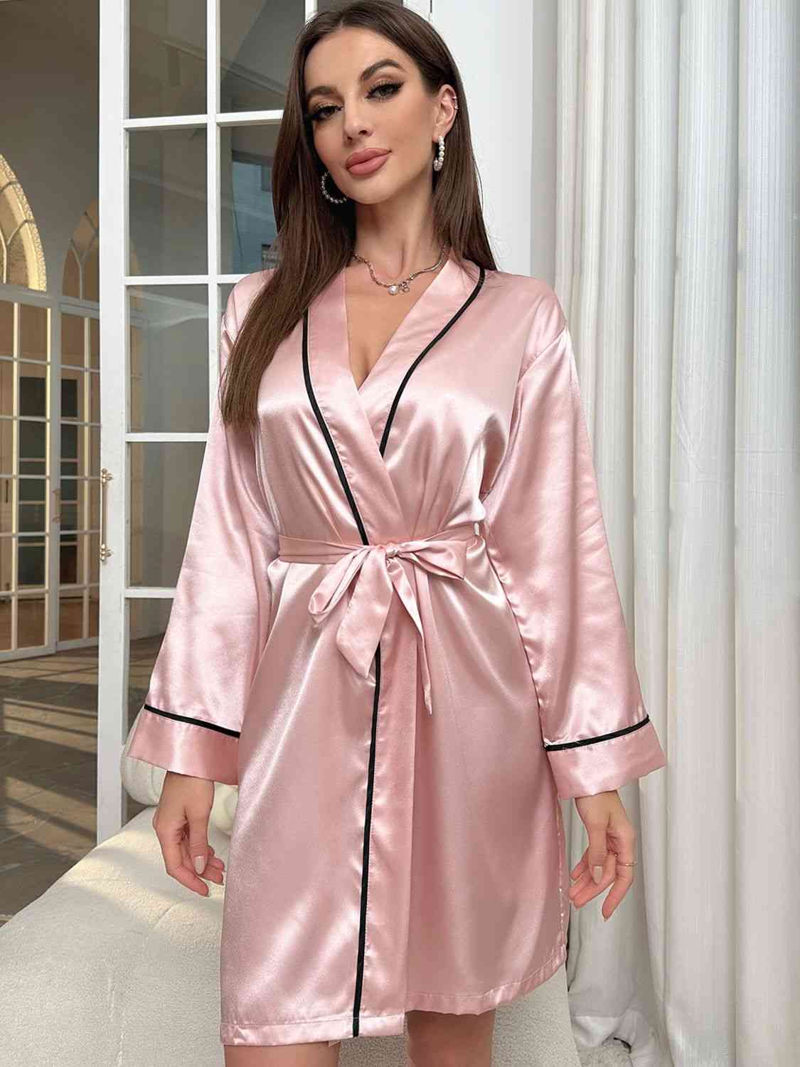 TEEK - Tie Waist Womens Robe ROBE TEEK Trend Blush Pink S 