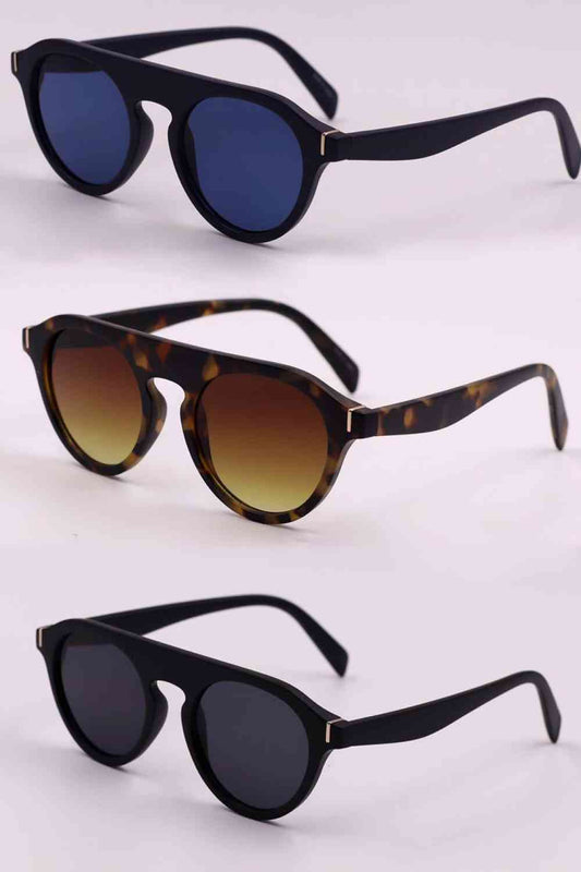 TEEK - 3-Piece Round Womens Sunglasses EYEGLASSES TEEK Trend Royal Blue/Camel/Dusty Blue  