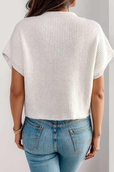 TEEK - Outline Flower Short Sleeve Sweater TOPS TEEK Trend   