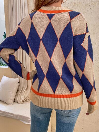 TEEK - Khaki Geometric Sweater SWEATER TEEK Trend   