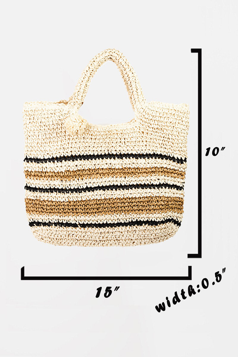 TEEK - Fame Striped Straw Braided Tote Bag BAG TEEK Trend   