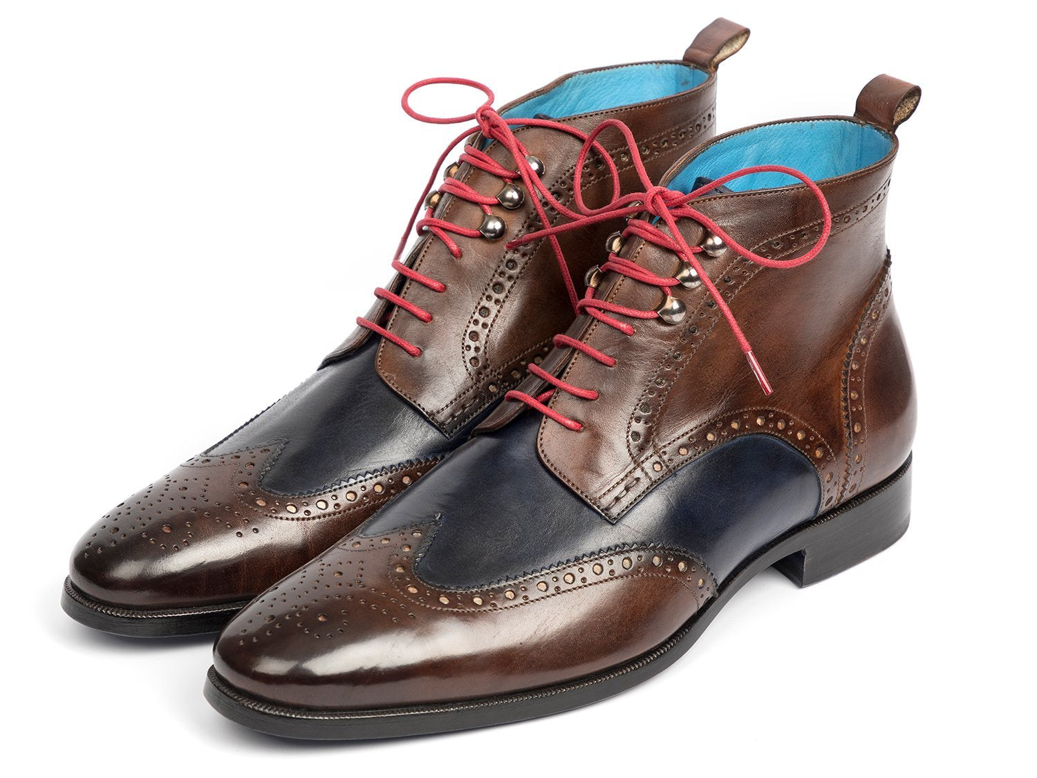 TEEK - Paul Parkman Wingtip Dual Tone Brown & Blue Ankle Boots SHOES theteekdotcom   