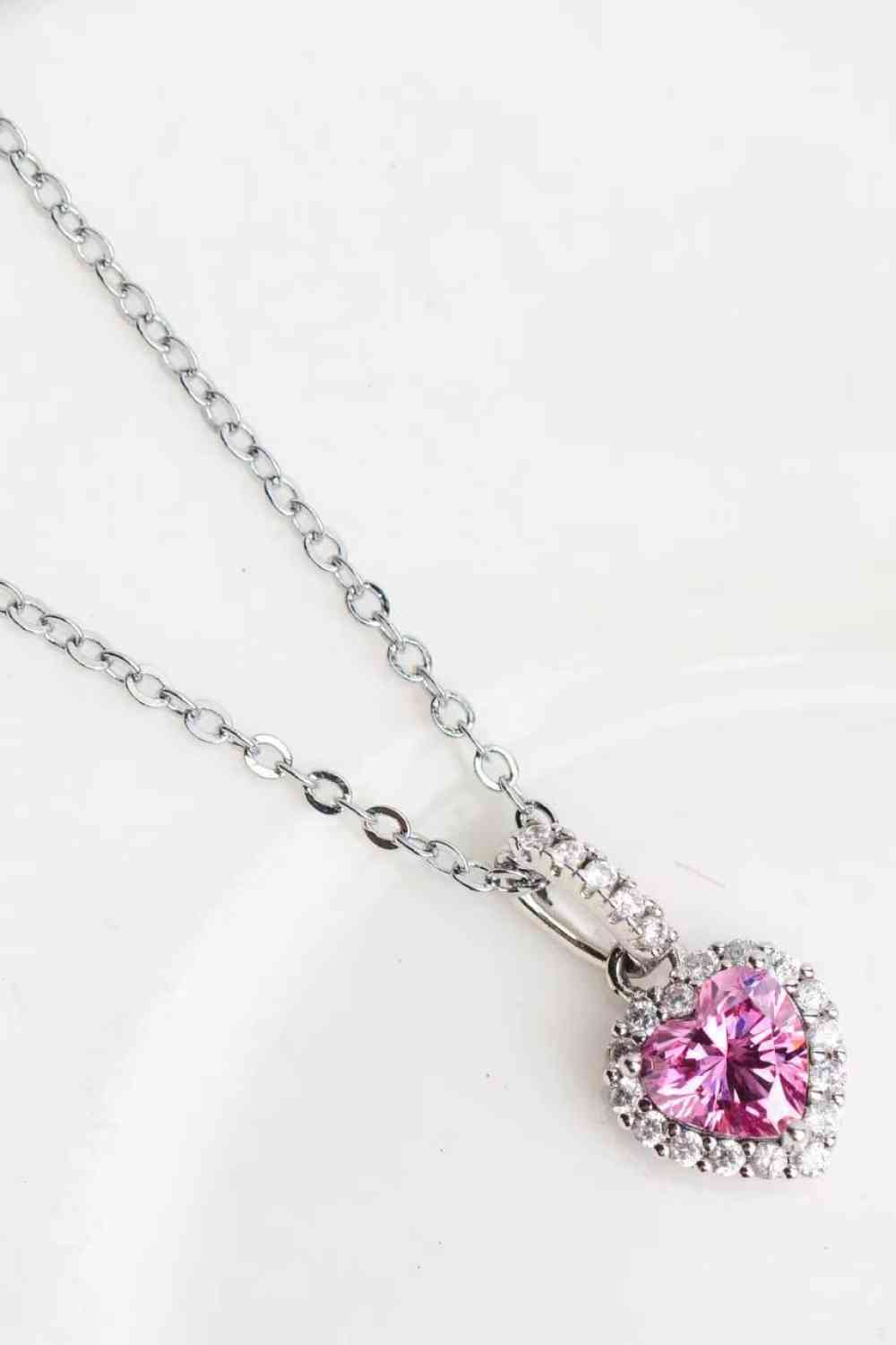TEEK - Pink 1 Carat Heart Pendant Necklace JEWELRY TEEK Trend   