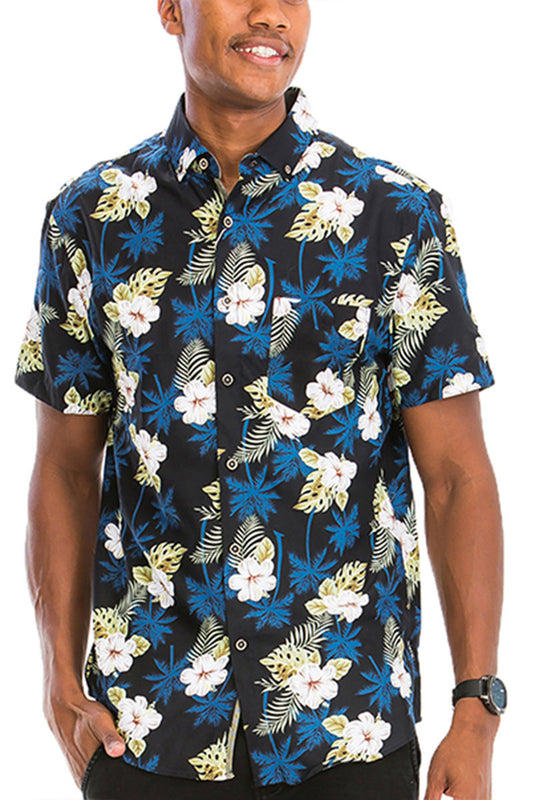 TEEK - DP Hawaiian Short Sleeve Shirt | Blue White Green TOPS theteekdotcom   