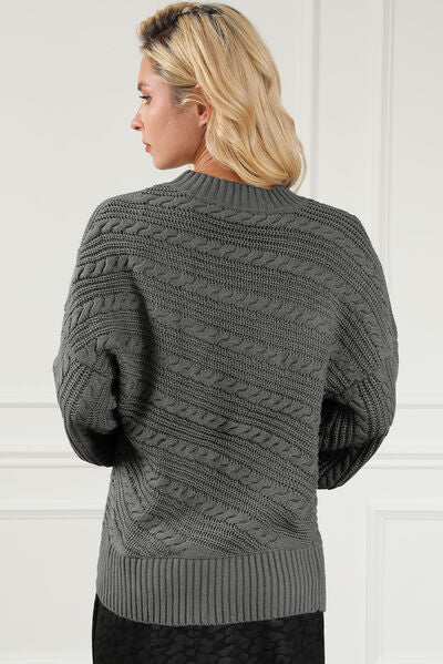 TEEK - Cable-Knit Dropped Shoulder Sweater SWEATER TEEK Trend   