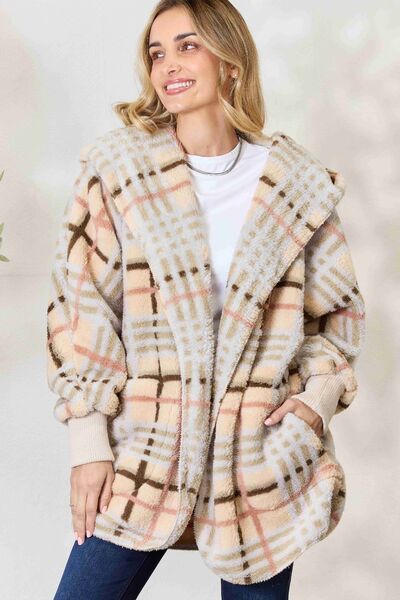 TEEK - Checkered Faux Fur Hooded Jacket JACKET TEEK Trend   
