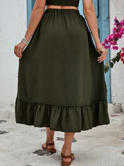 TEEK - Black Forest Ruffled Elastic Waist Midi Skirt SKIRT TEEK Trend   