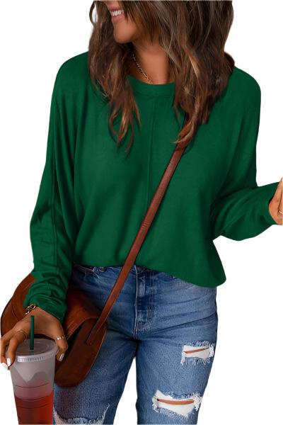 TEEK - Round Neck Long Sleeve T-Shirt TOPS TEEK Trend Green S 