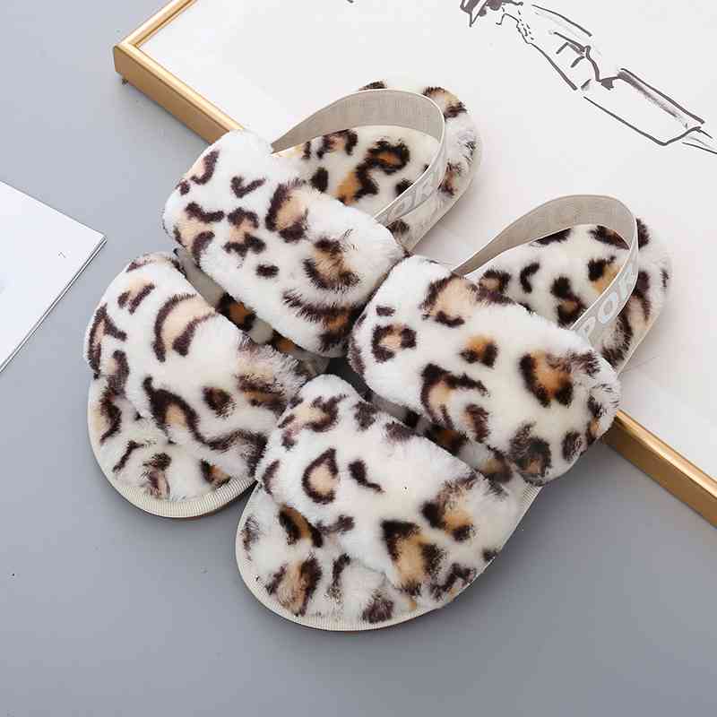 TEEK - Faux Fur Open Toe Slippers SHOES TEEK Trend Leopard/Cream S 