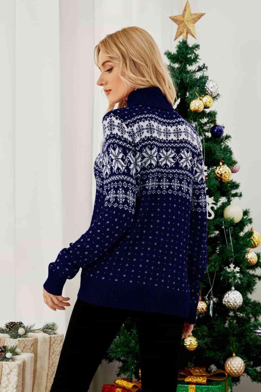 TEEK - Christmas Snowflake Fair Isle Turtleneck Sweater SWEATER TEEK Trend   