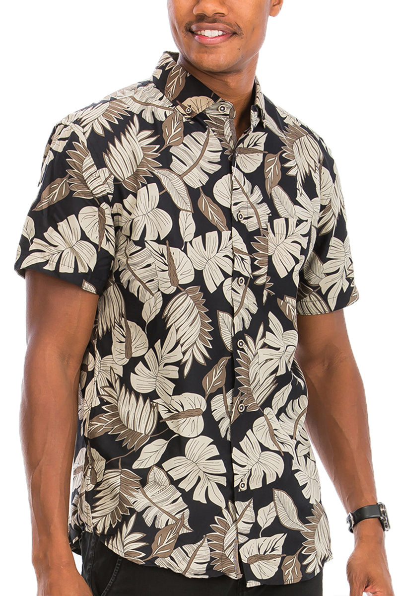 TEEK - DP Hawaiian Short Sleeve Shirt | Black Brown Khaki TOPS theteekdotcom S  