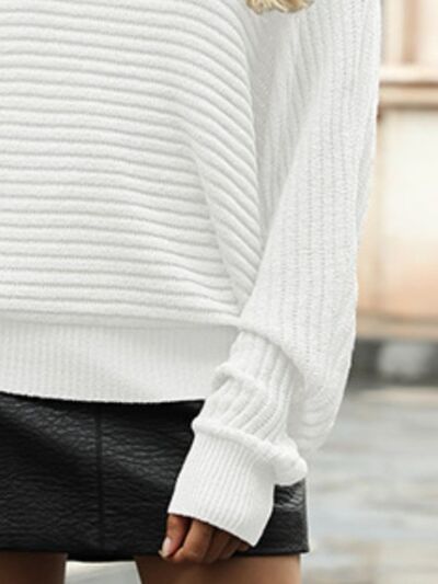 TEEK - Ribbed Long Sleeve Off-Shoulder Sweater SWEATER TEEK Trend   