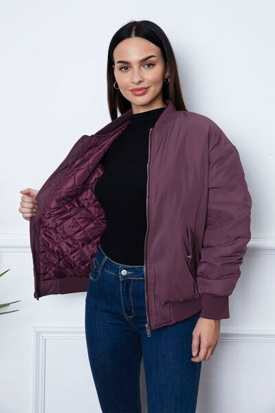 TEEK - Ruched Zip Up Favorite Jacket JACKET TEEK Trend Plum XS 