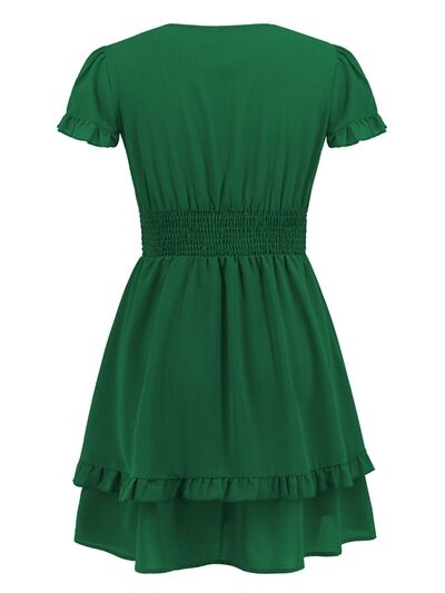 TEEK - Green Tied V-Neck Tiered Dress DRESS TEEK Trend   