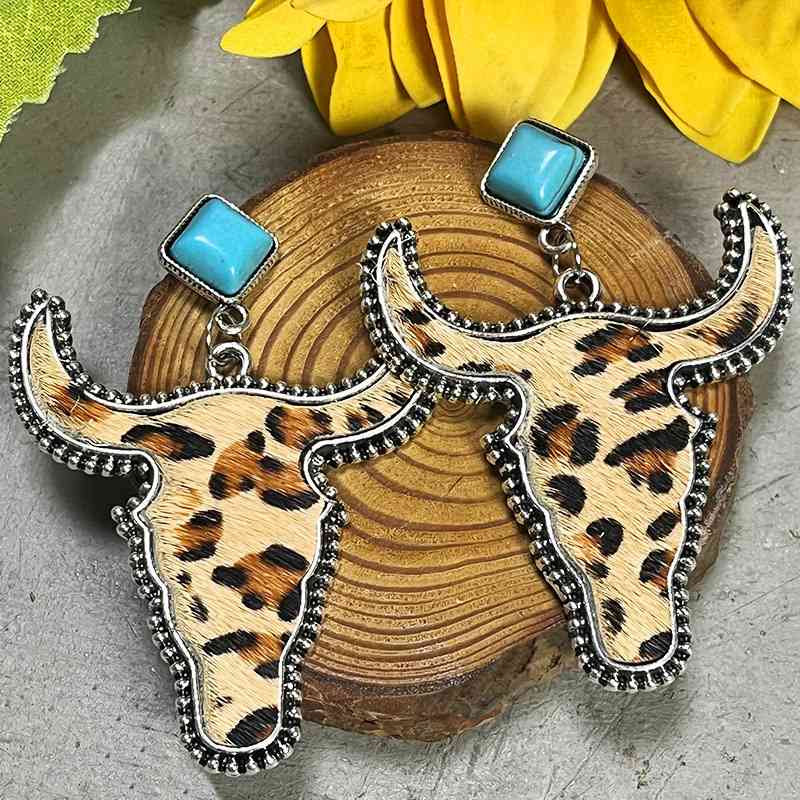 TEEK - Bull Shape Turquoise Dangle Earrings JEWELRY TEEK Trend B  