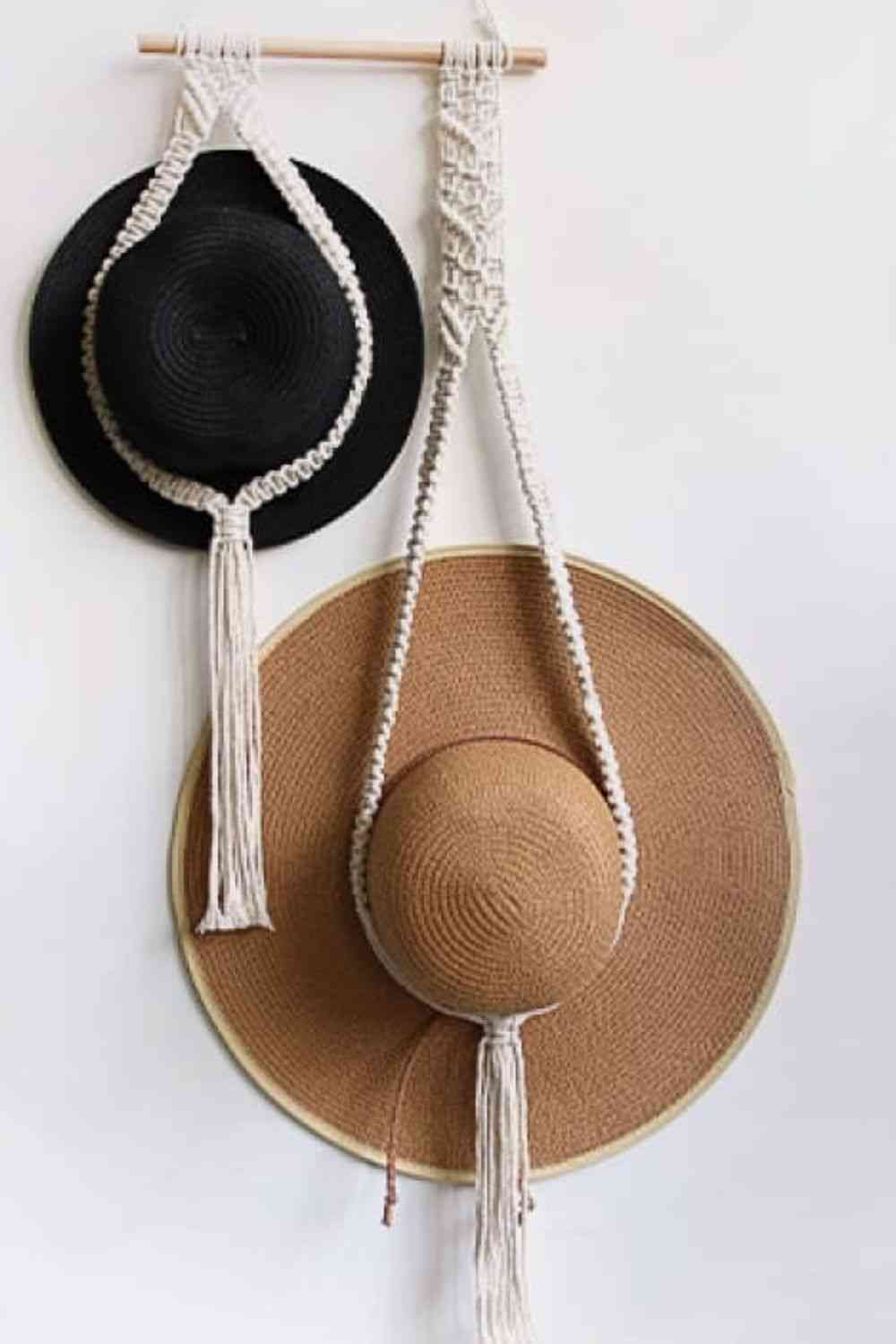 TEEK - Beige Macrame Double Hat Hanger HOME DECOR TEEK Trend   