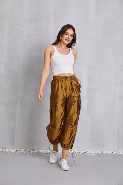 TEEK - Drawstring High Waist Cargo Pants PANTS TEEK Trend   