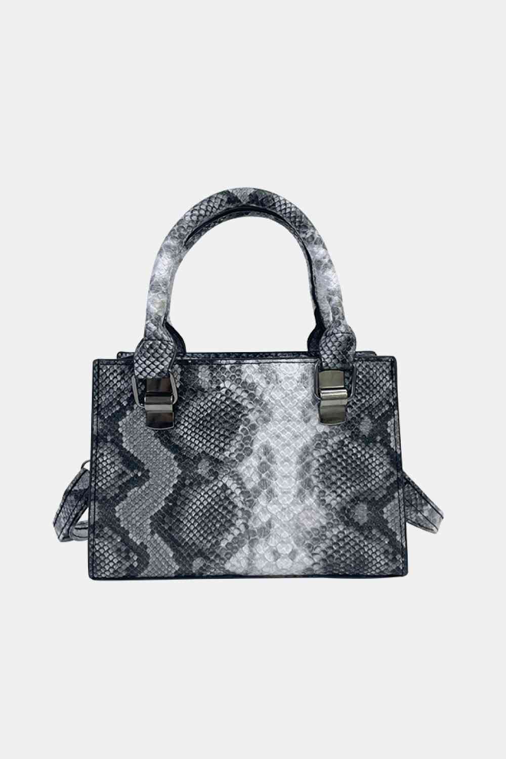 TEEK - Snakeskin Print PU Leather Handbag BAG TEEK Trend Charcoal  