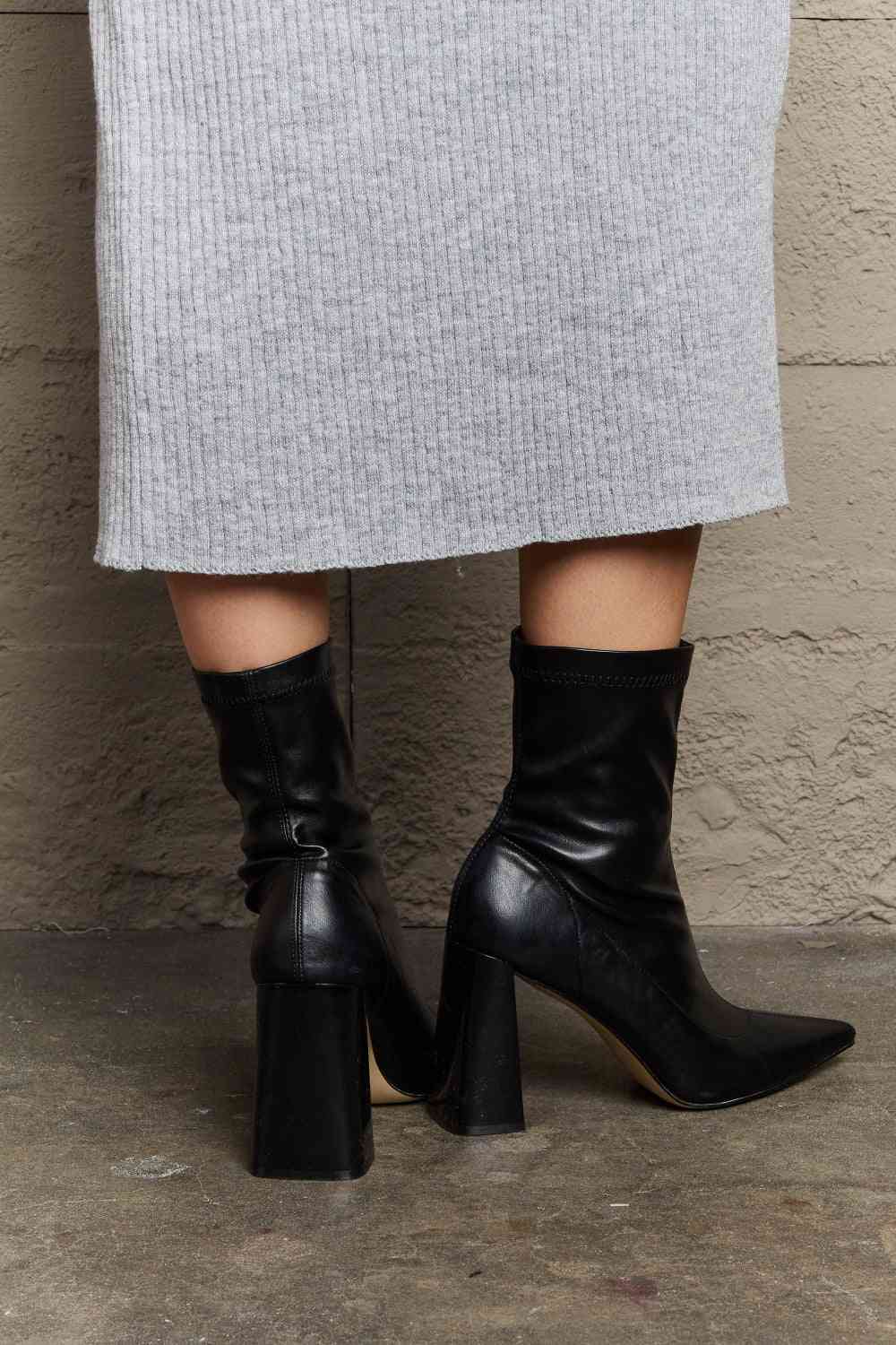 TEEK - Black Stacy Block Heel Sock Boots SHOES TEEK Trend   