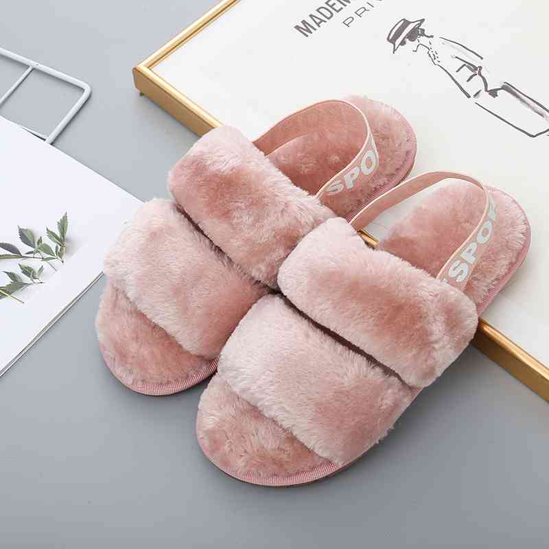 TEEK - Faux Fur Open Toe Slippers SHOES TEEK Trend Dusty Pink S 