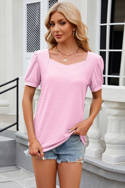 TEEK - Eyelet Short Sleeve Top TOPS TEEK Trend Blush Pink S 