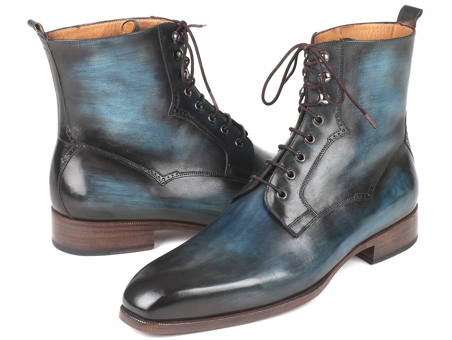 TEEK - Paul Parkman Blue & Brown Leather Boots SHOES theteekdotcom   