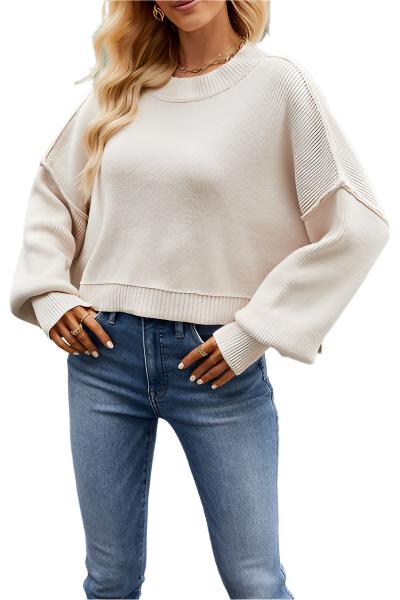 TEEK - Round Neck Angle Sweater SWEATER TEEK Trend Beige XS 