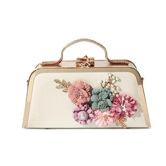 TEEK - Flower Beaded Evening Clutch BAG theteekdotcom White  