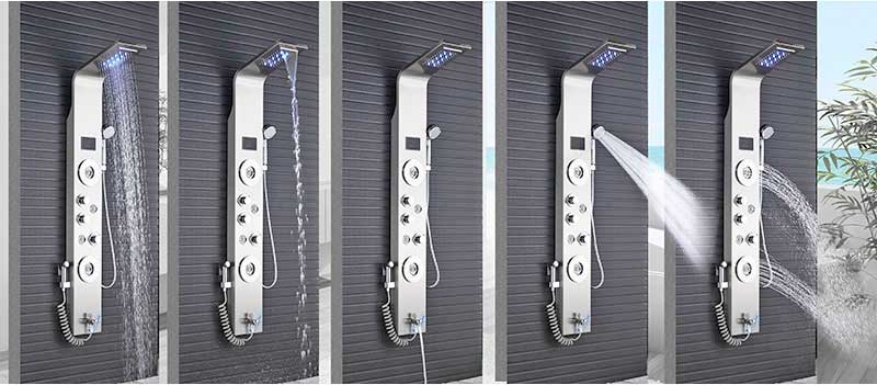 TEEK - Deluxe Waterfall Sprayer LED Jet Shower Column System BATHROOM theteekdotcom   
