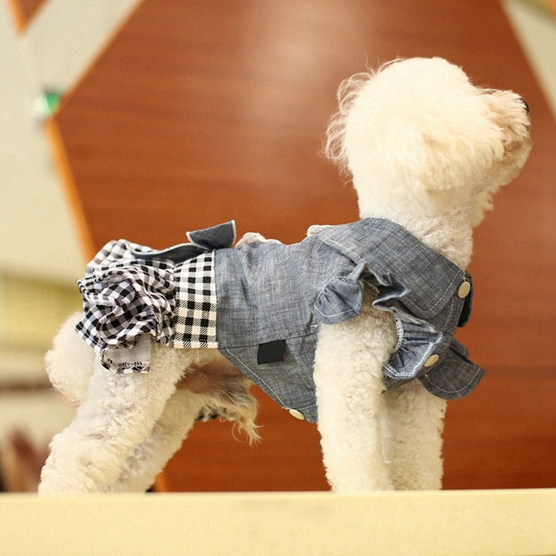 TEEK Pet - Plaid Tutu Denim Doggy Dress PET theteekdotcom   