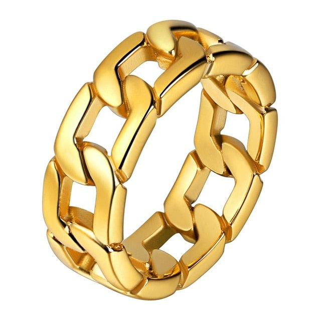 TEEK - Mens Cuban Link Stainless Steel Ring RING theteekdotcom Gold Color 7 