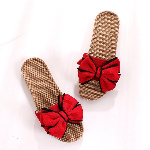 TEEK - Butterfly-Knot Bow Slippers SHOES theteekdotcom Red 8 