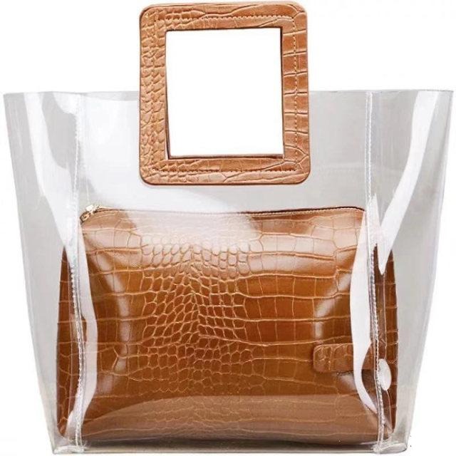 TEEK - Clear Double Handbag BAG theteekdotcom 3 10.24in x 7.87in x 5.12in 