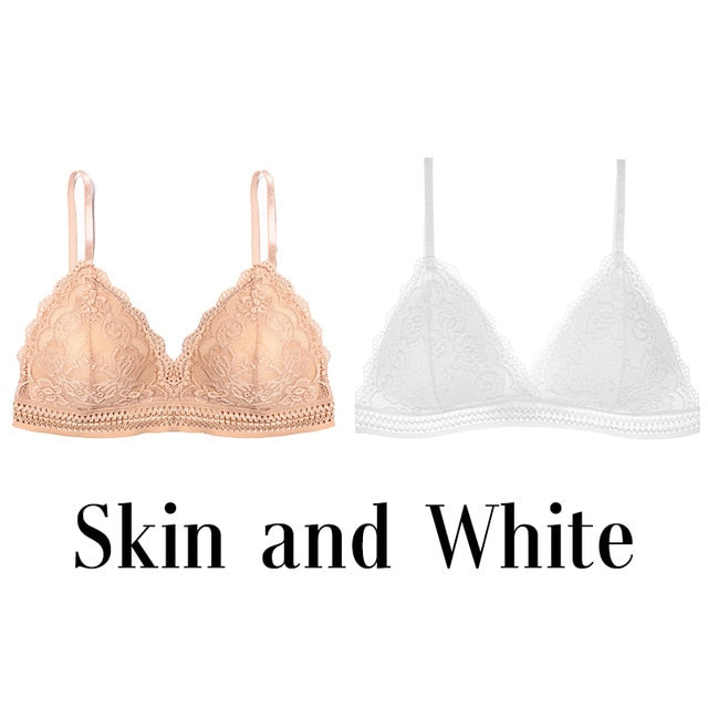 TEEK - Simple Lace Tri Bra | Multi-Options BRA theteekdotcom 1skin and 1white One Size 