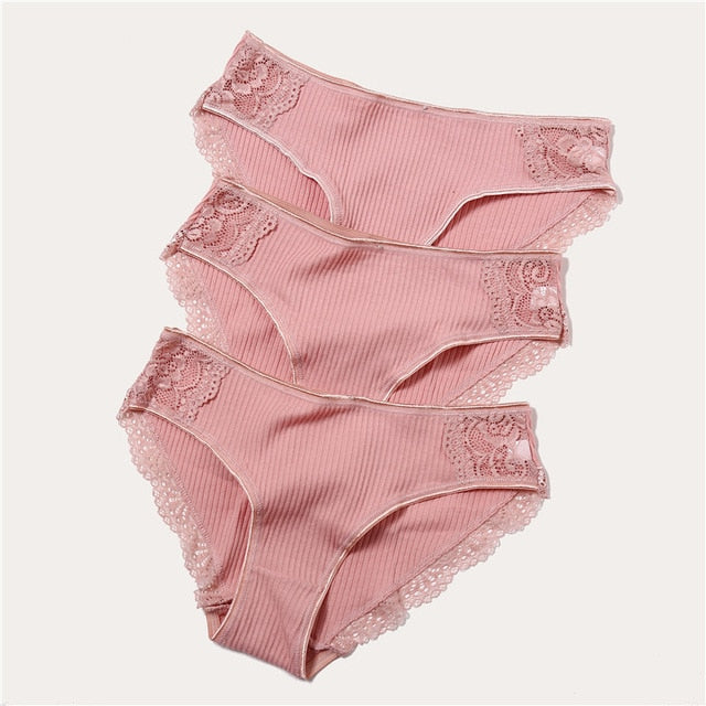 TEEK - 3 Piece Panty sets UNDERWEAR theteekdotcom Pink 3Pcs US M/Asian Tag L 