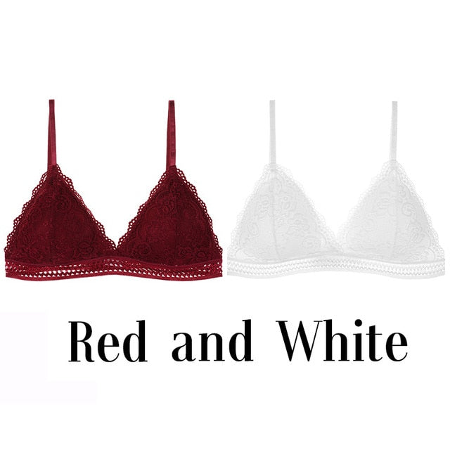 TEEK - Simple Lace Tri Bra | Multi-Options BRA theteekdotcom 1 white and 1red One Size 
