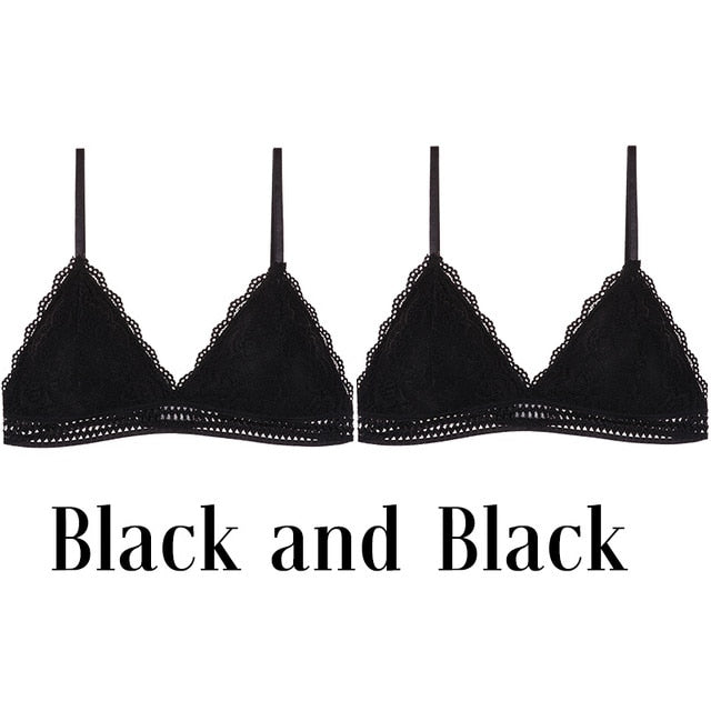 TEEK - Simple Lace Tri Bra | Multi-Options BRA theteekdotcom 2 pcs black One Size 