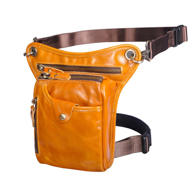 TEEK - Genuine Leather Mens Leg Bag | Variety Colors BAG theteekdotcom light brown  