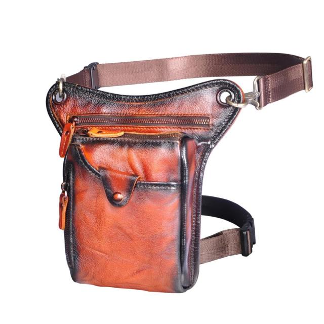 TEEK - Genuine Leather Mens Leg Bag | Variety Colors BAG theteekdotcom Orange  