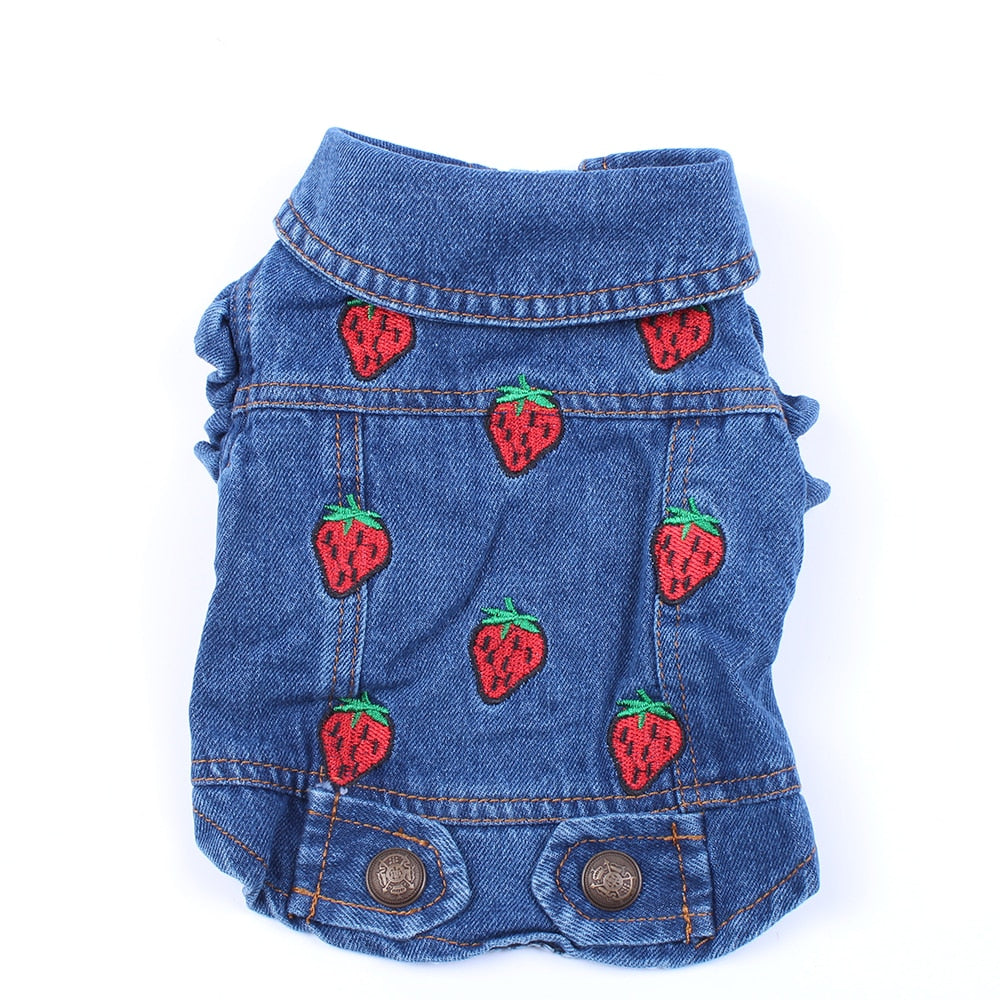 TEEK - Strawberry/Floral/Pineapple Denim Doggy Jackets PET theteekdotcom   