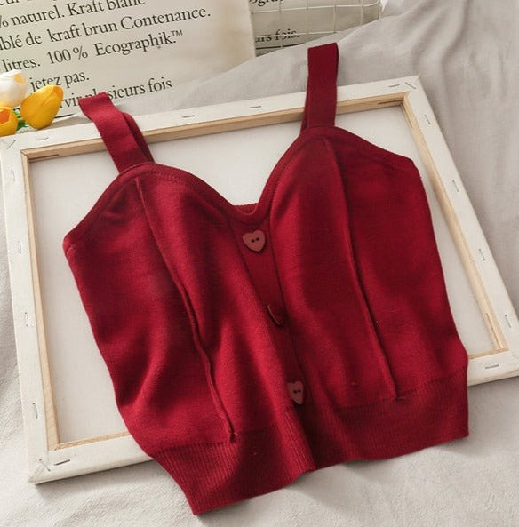 TEEK - Diary Crop Sweater Tank TOPS theteekdotcom style 1 red One Size 