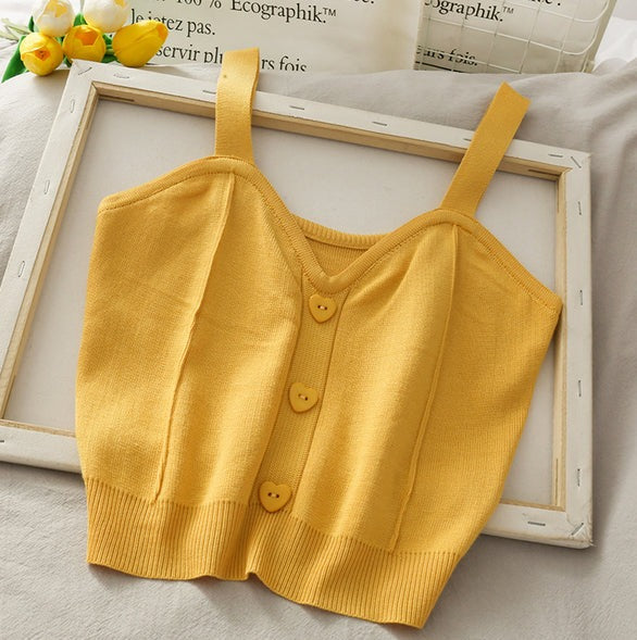 TEEK - Diary Crop Sweater Tank TOPS theteekdotcom style 1 yellow One Size 