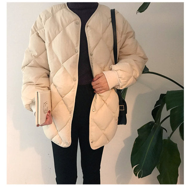TEEK - Warm Loose Cotton Outerwear Jacket JACKET theteekdotcom apricot One Size 
