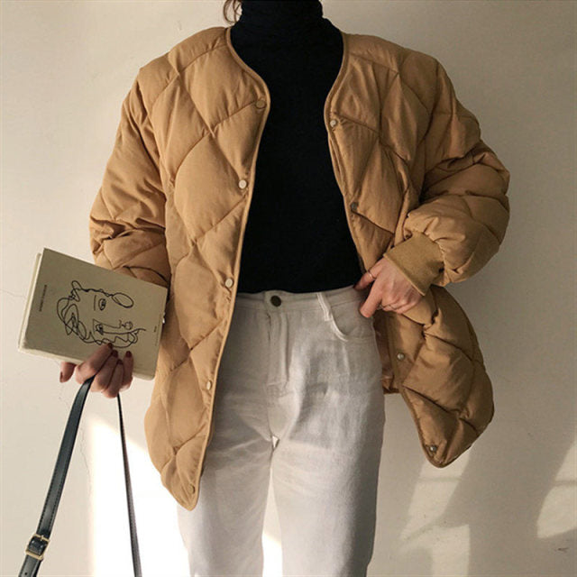 TEEK - Warm Loose Cotton Outerwear Jacket JACKET theteekdotcom khaki One Size 