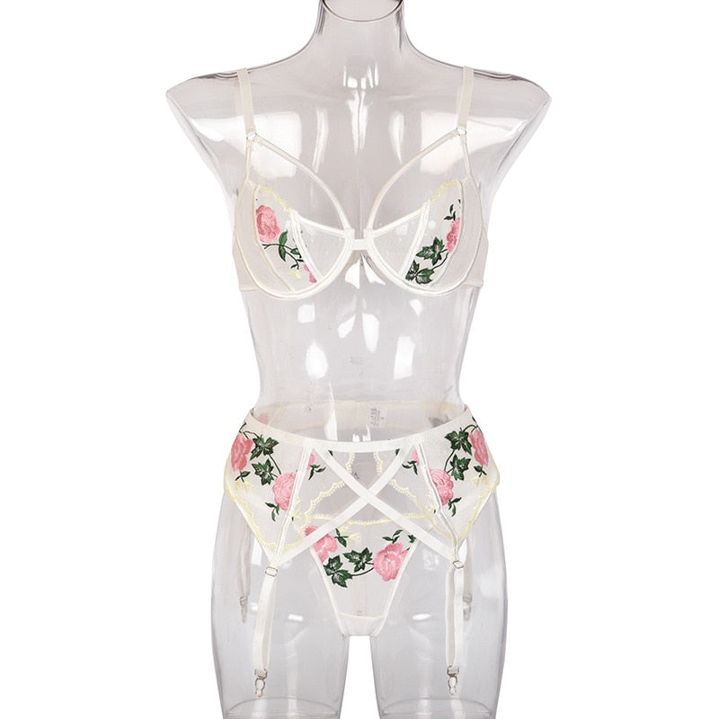 TEEK - Floral Embroidered Lace Lingerie Sets LINGERIE theteekdotcom   
